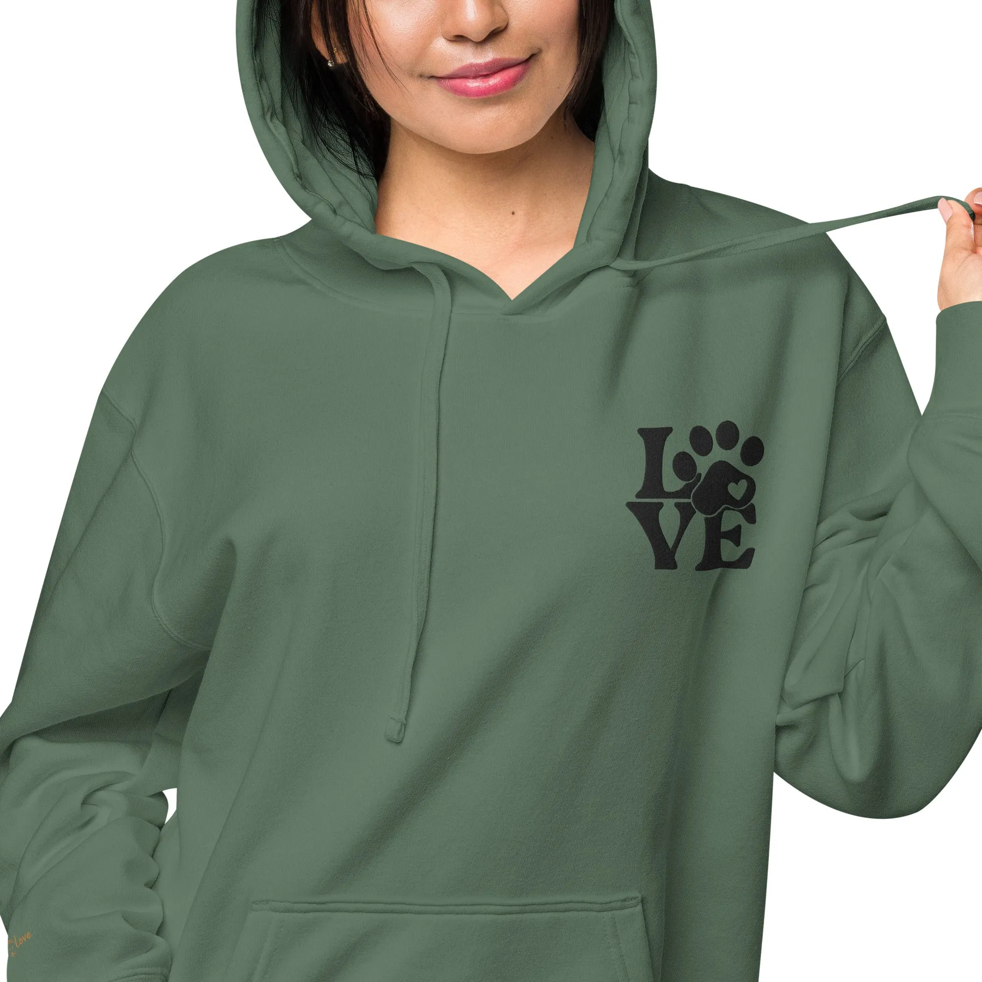 Pet Lovers Love Paw Design Unisex Pigment-Dyed Hoodie