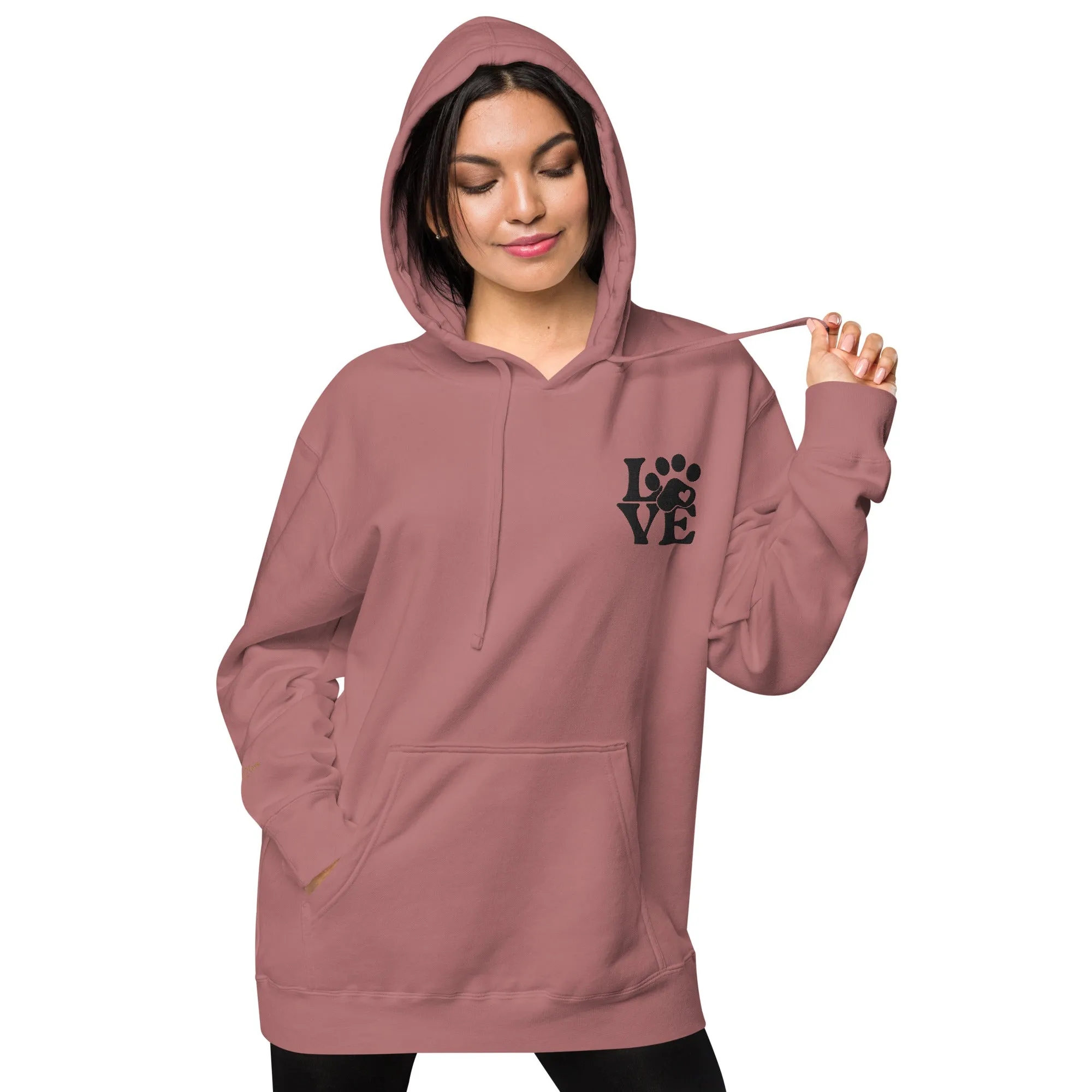Pet Lovers Love Paw Design Unisex Pigment-Dyed Hoodie