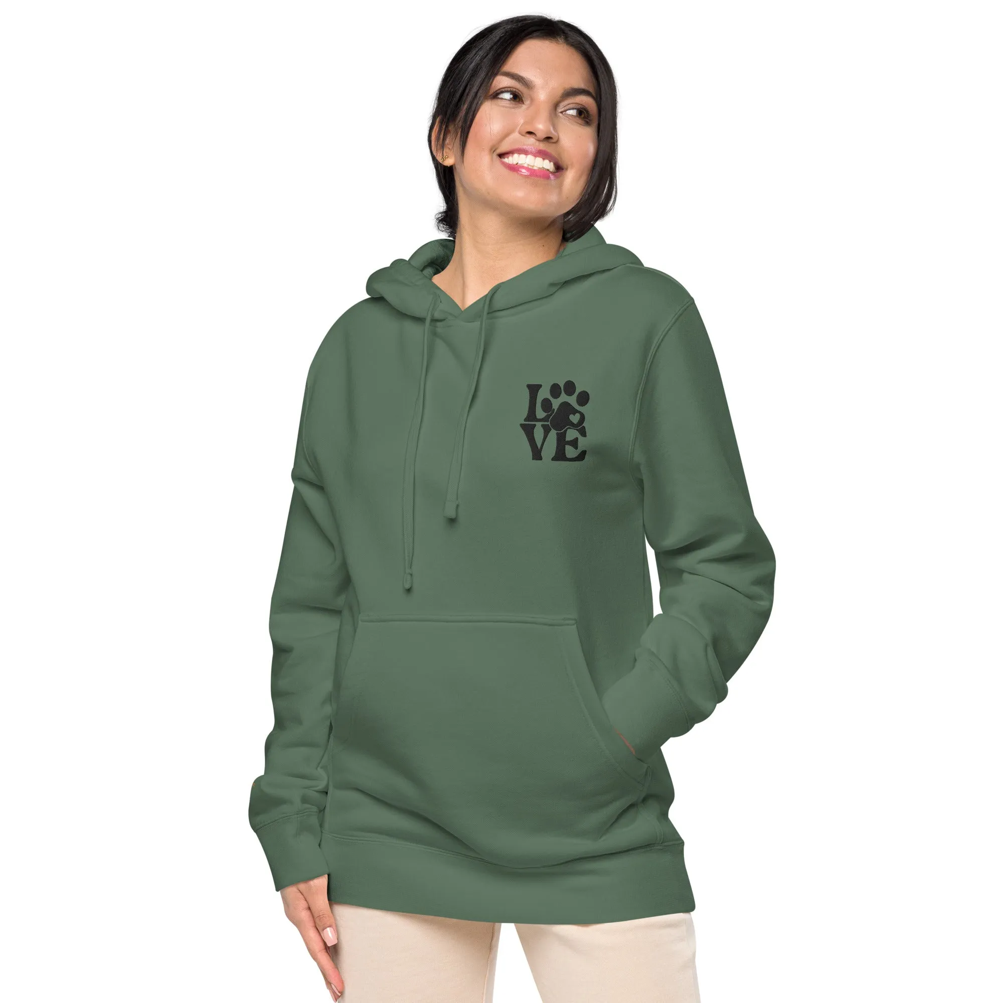 Pet Lovers Love Paw Design Unisex Pigment-Dyed Hoodie