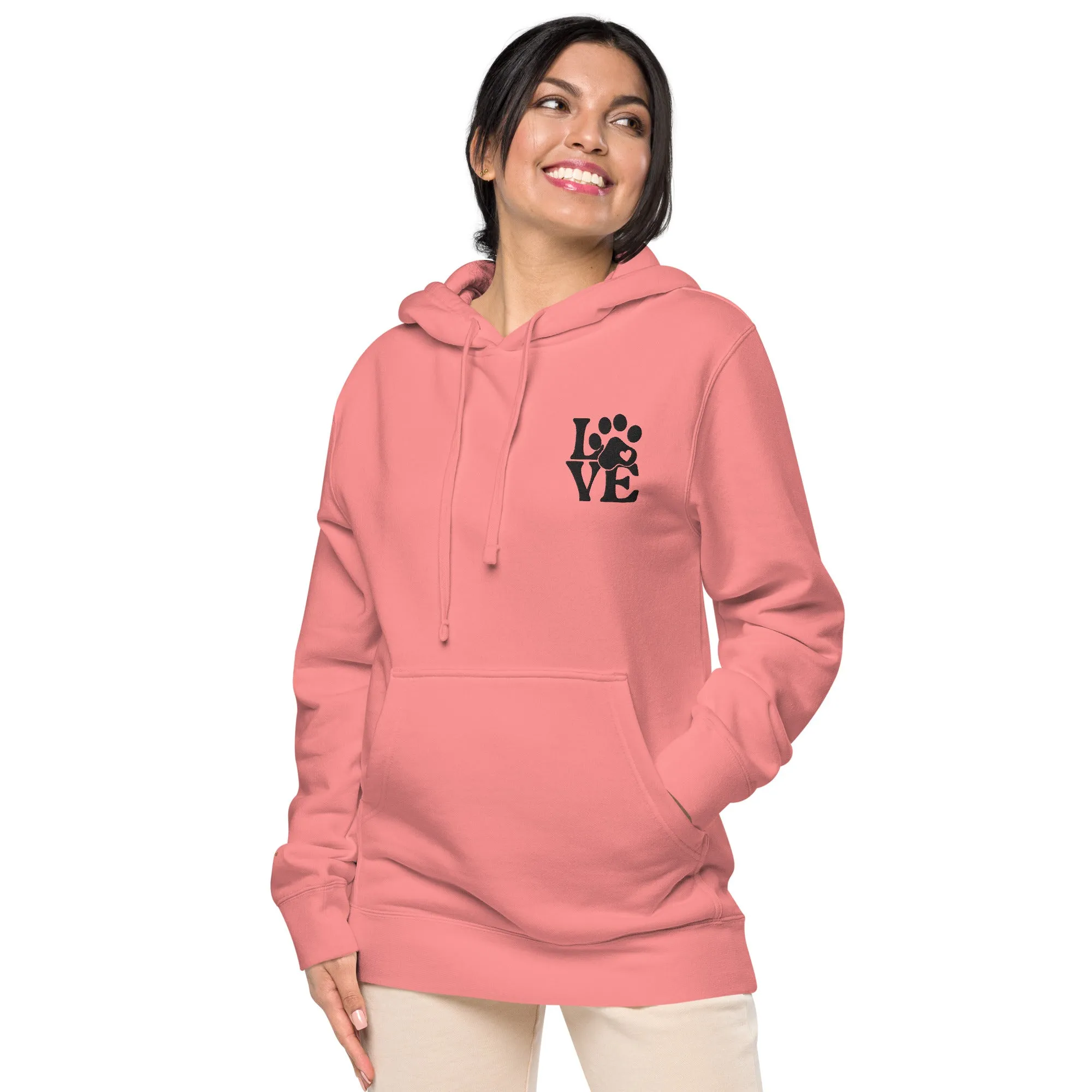 Pet Lovers Love Paw Design Unisex Pigment-Dyed Hoodie
