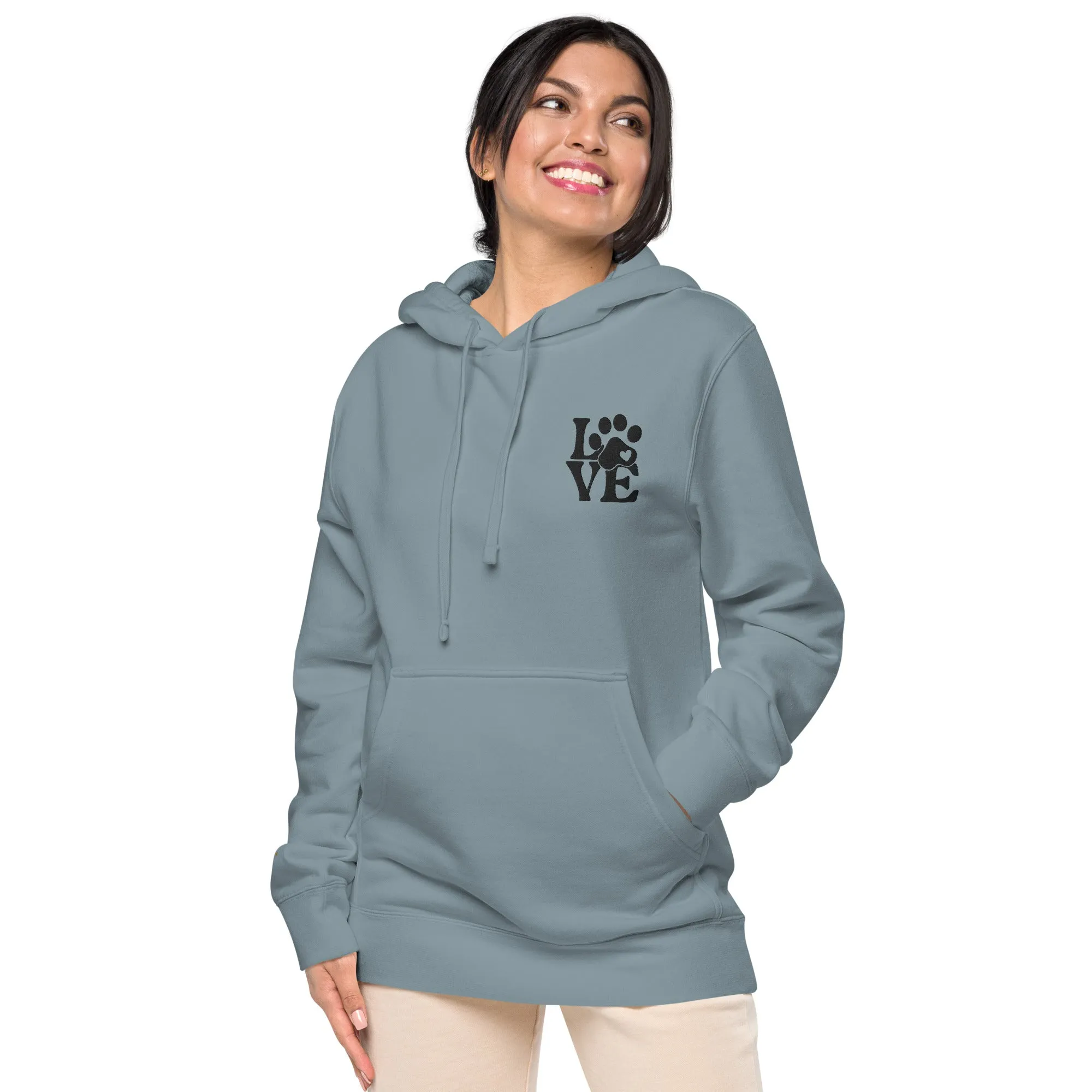 Pet Lovers Love Paw Design Unisex Pigment-Dyed Hoodie