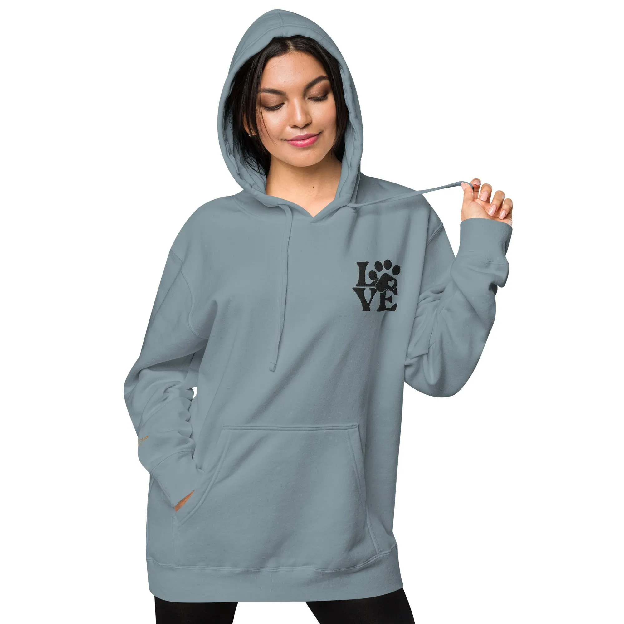 Pet Lovers Love Paw Design Unisex Pigment-Dyed Hoodie