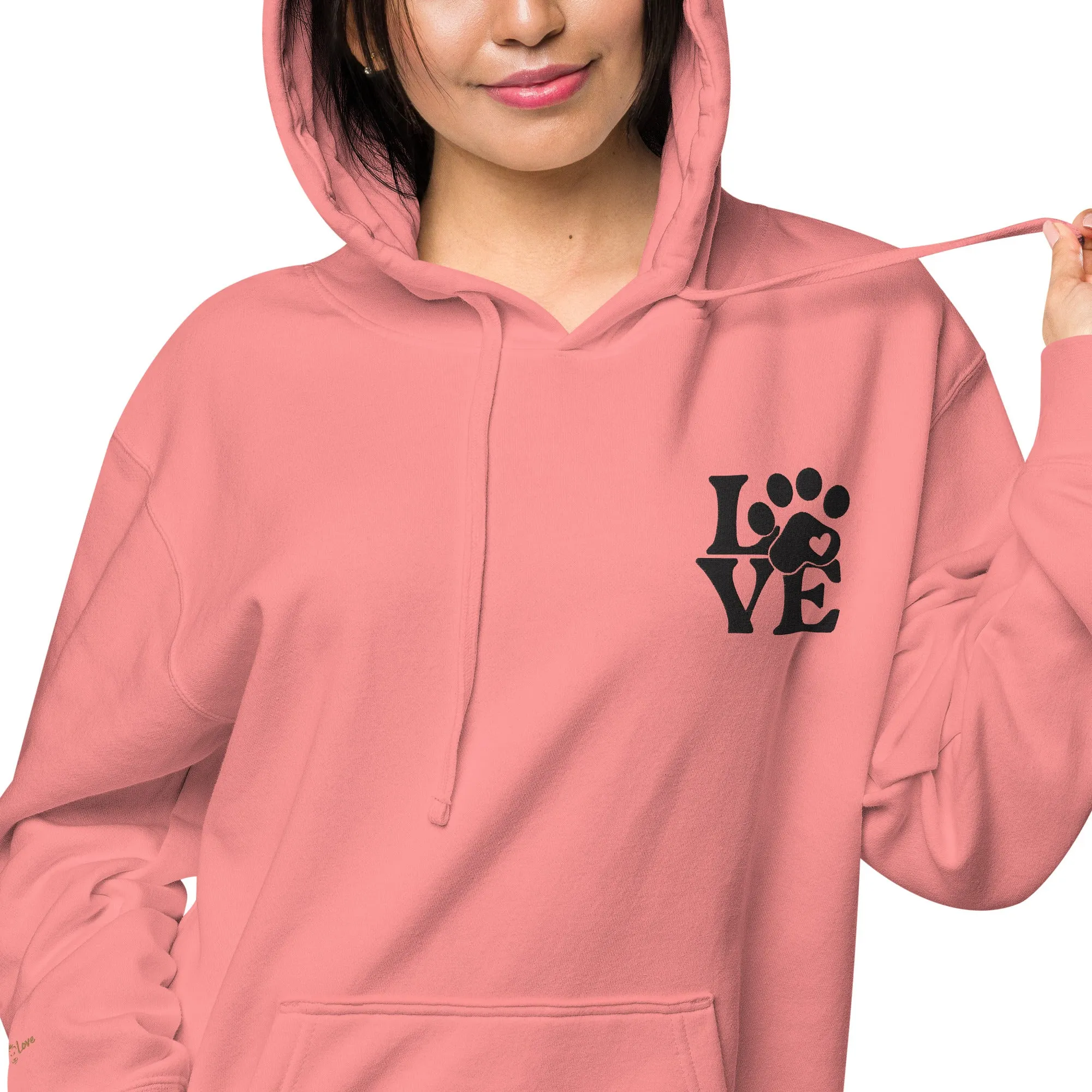 Pet Lovers Love Paw Design Unisex Pigment-Dyed Hoodie