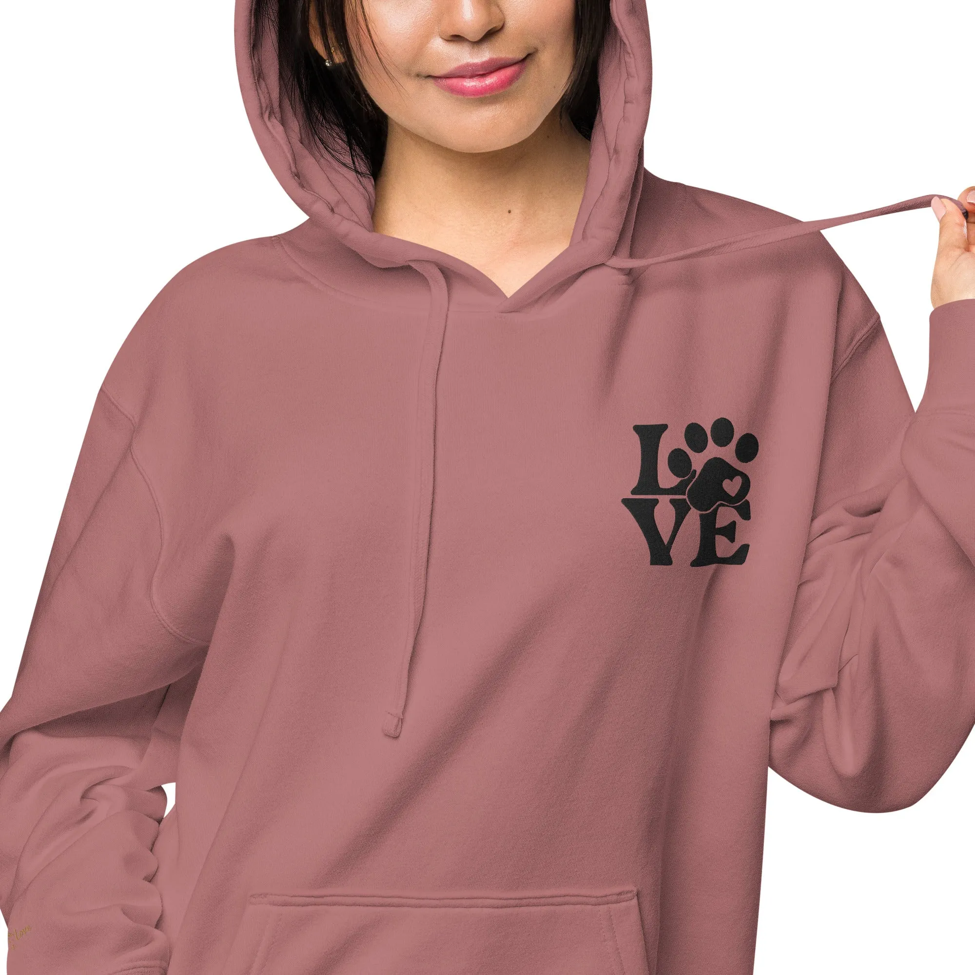 Pet Lovers Love Paw Design Unisex Pigment-Dyed Hoodie