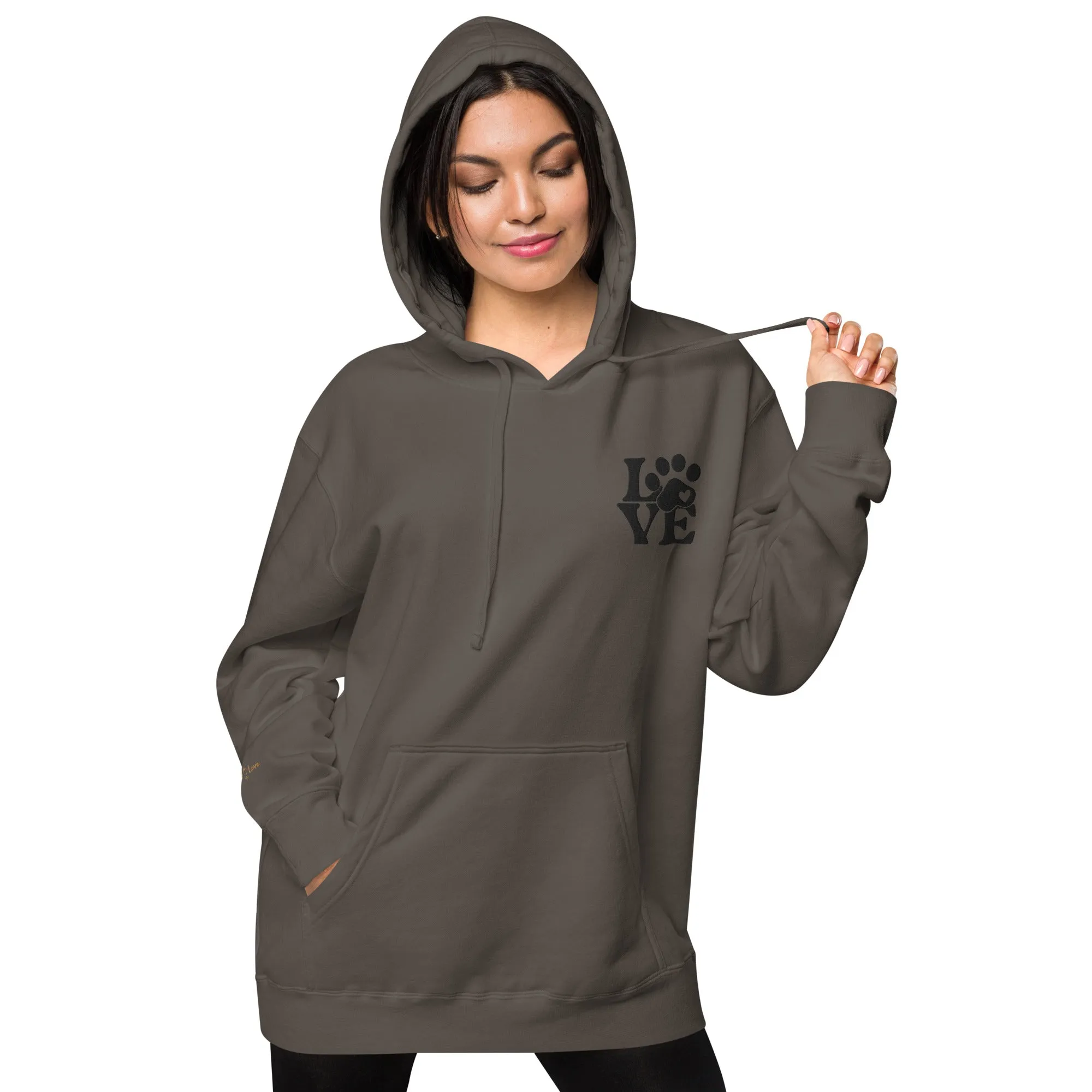Pet Lovers Love Paw Design Unisex Pigment-Dyed Hoodie