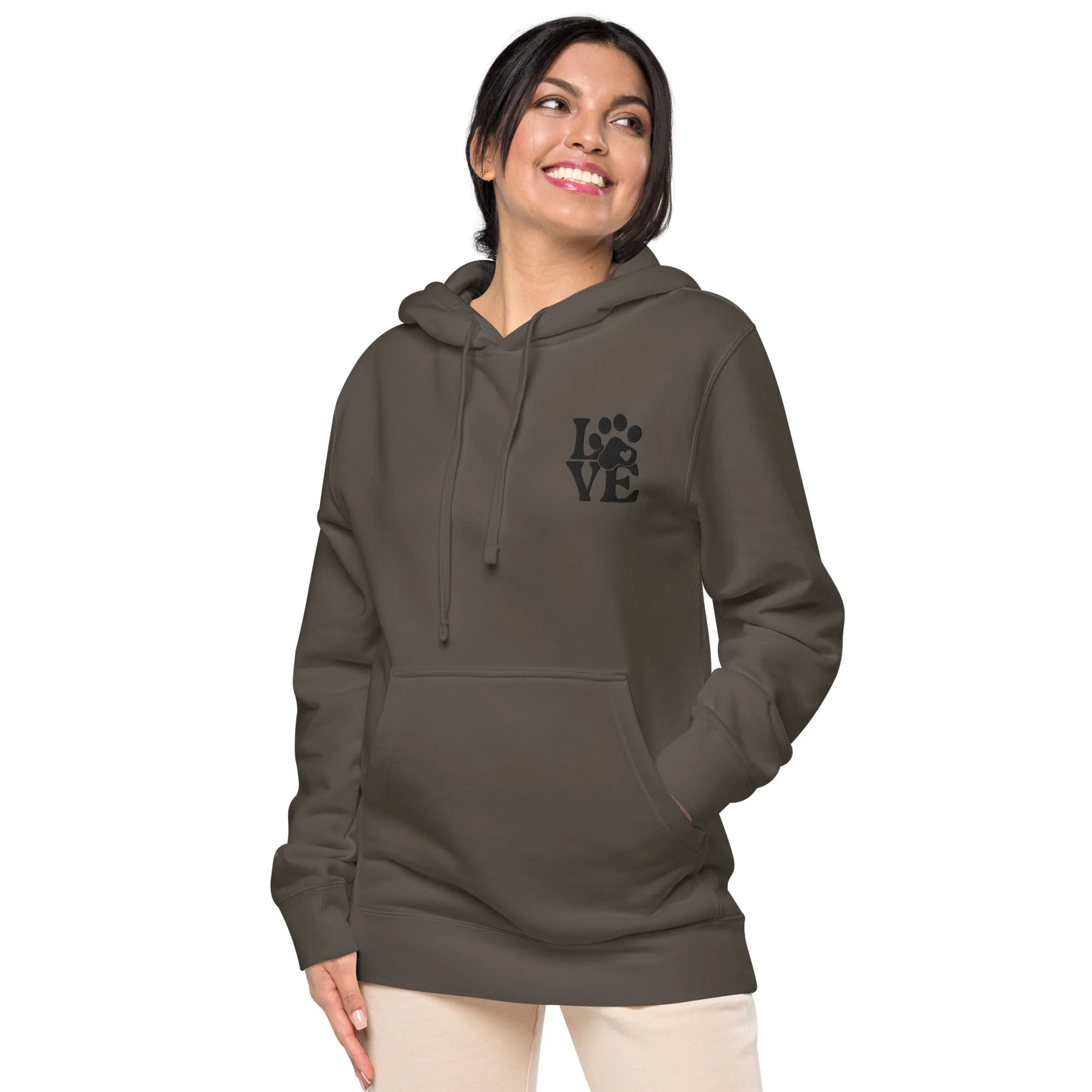 Pet Lovers Love Paw Design Unisex Pigment-Dyed Hoodie