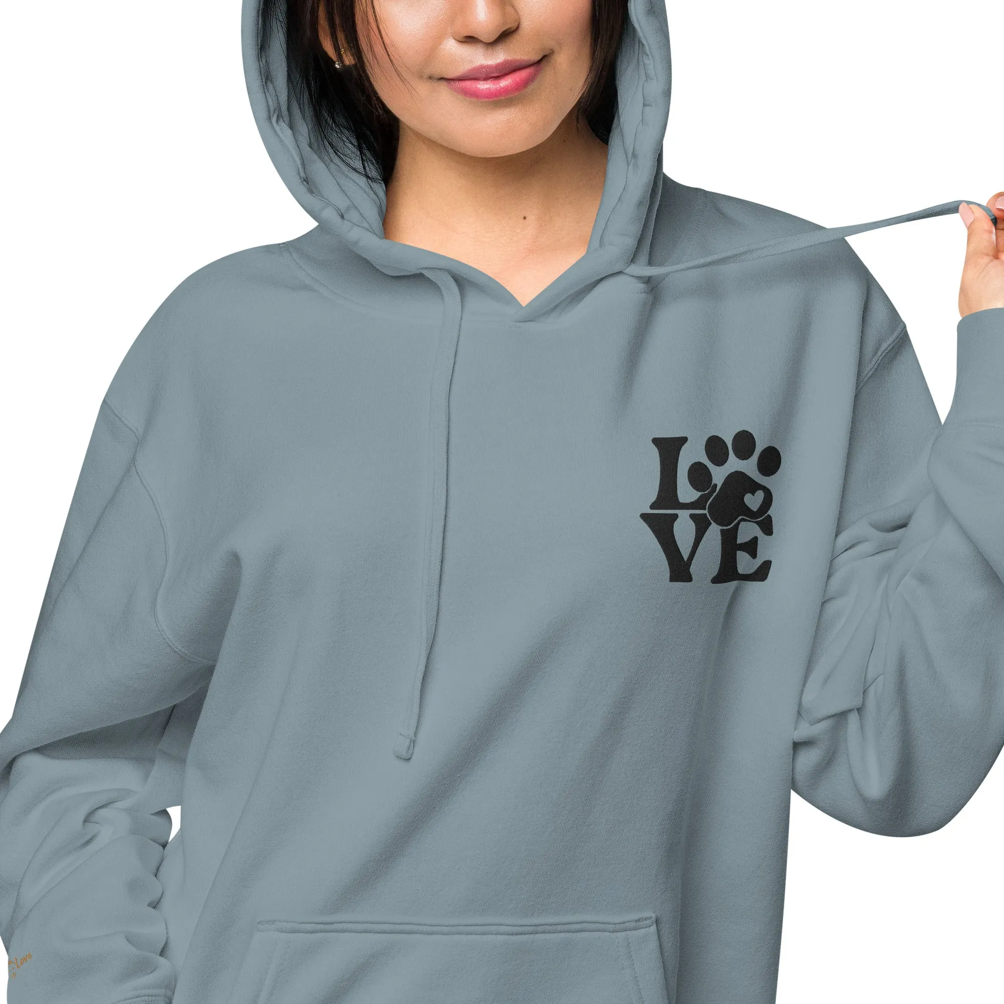 Pet Lovers Love Paw Design Unisex Pigment-Dyed Hoodie