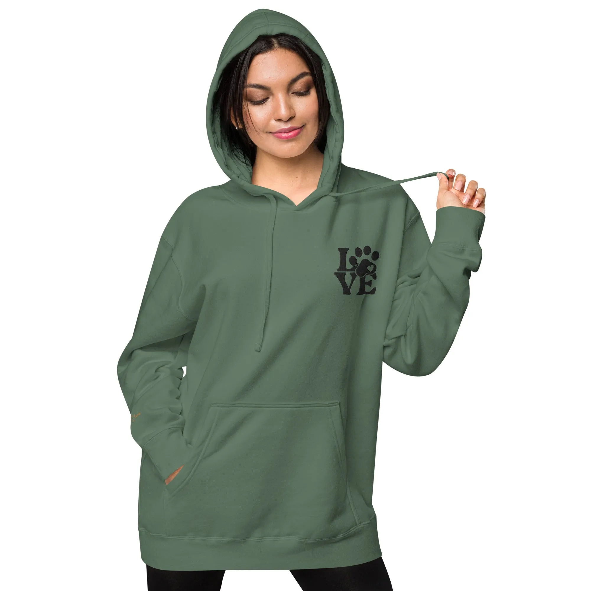 Pet Lovers Love Paw Design Unisex Pigment-Dyed Hoodie
