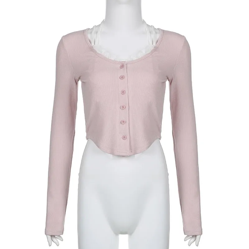 Pink Button Up Lace Cardigan