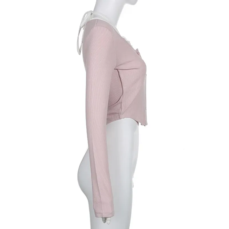 Pink Button Up Lace Cardigan