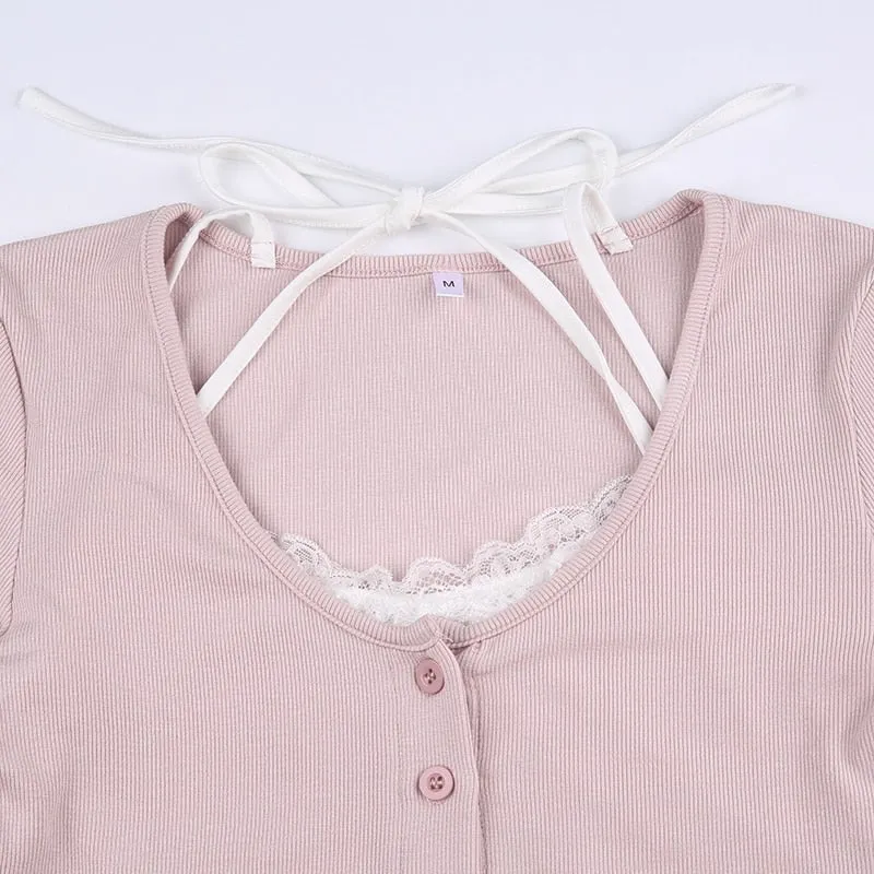 Pink Button Up Lace Cardigan