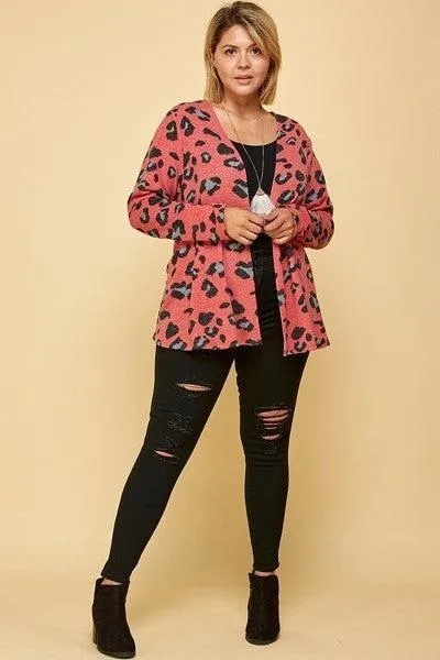 Plus Size Open Front Cropped Cardigan