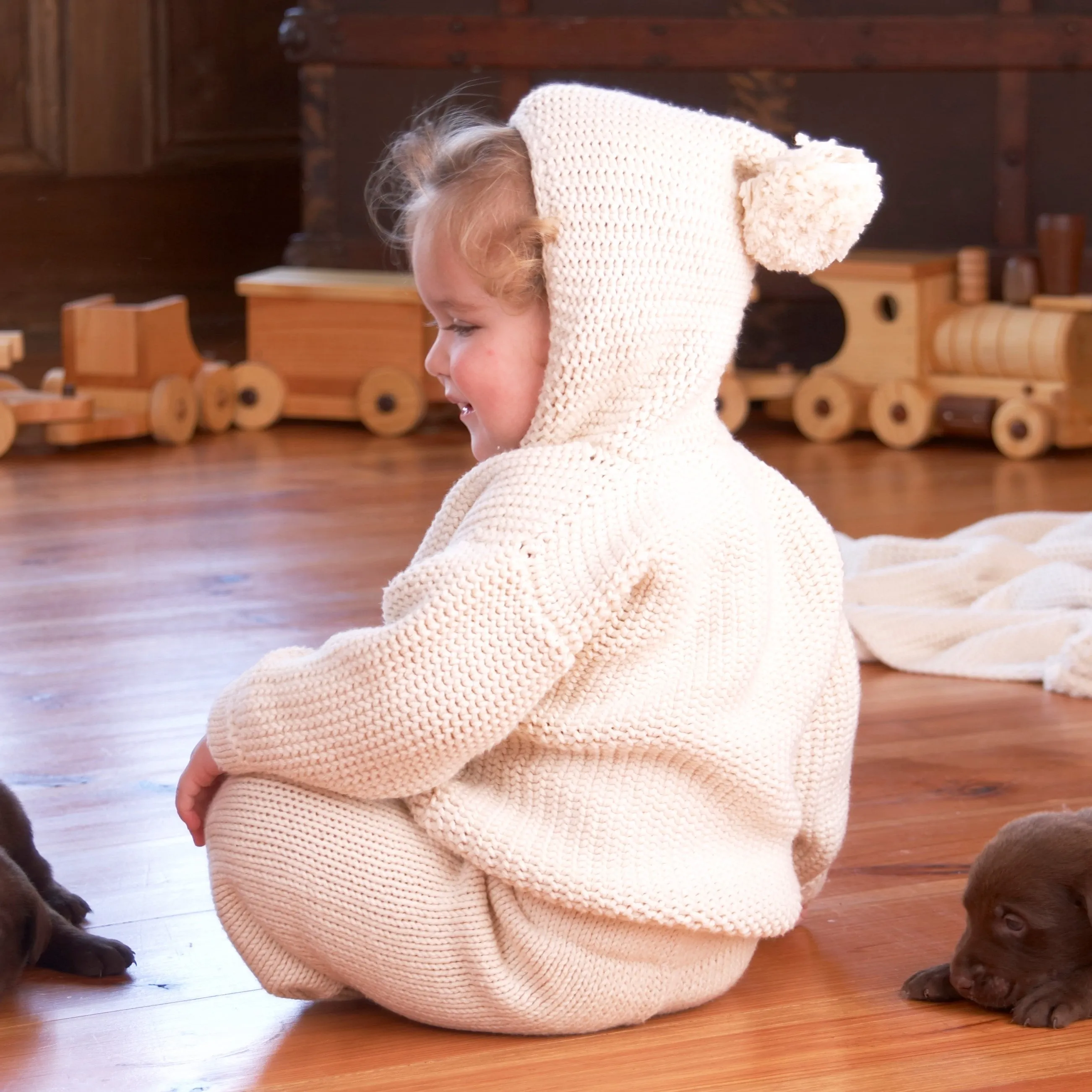 Pom-Pom Hooded Cardigan Pattern