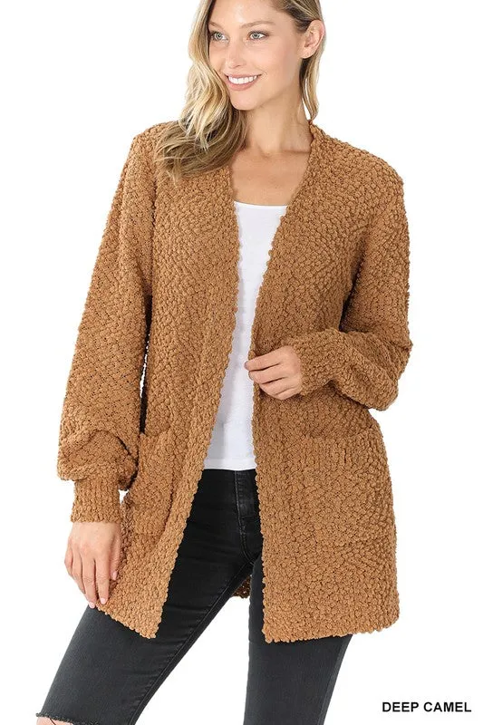 Puff Sleeve Popcorn Cardigan