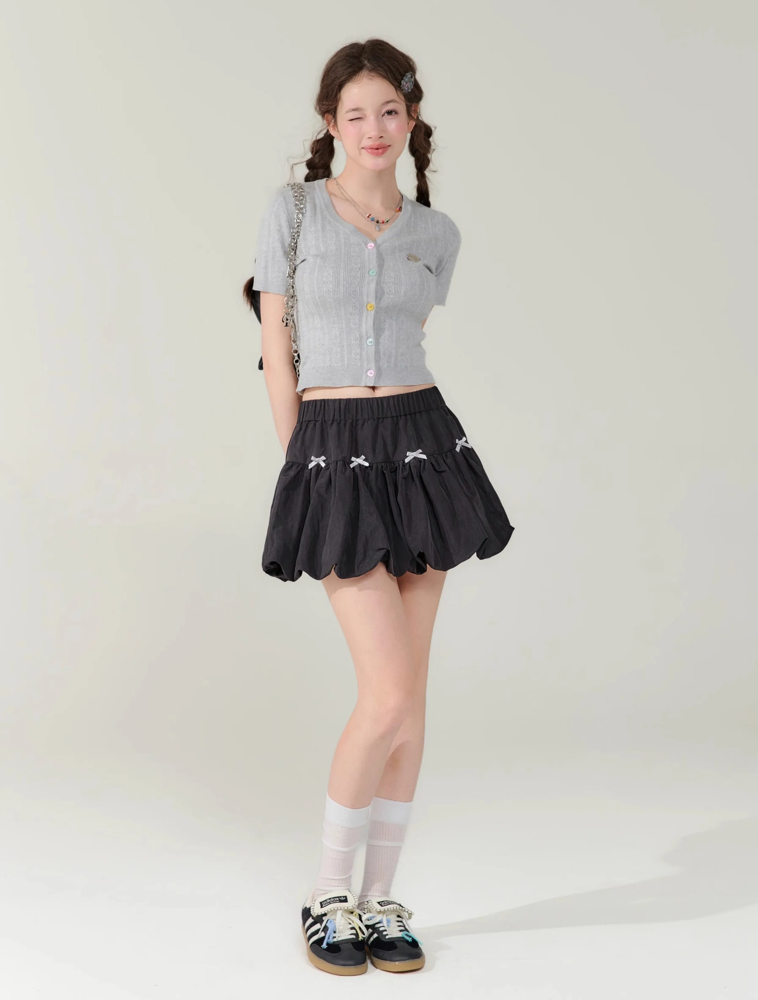 Rainbow Button Knit Cardigan