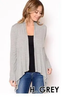 Rayon Long Sleeve Cardigan Shirring Detail on Back
