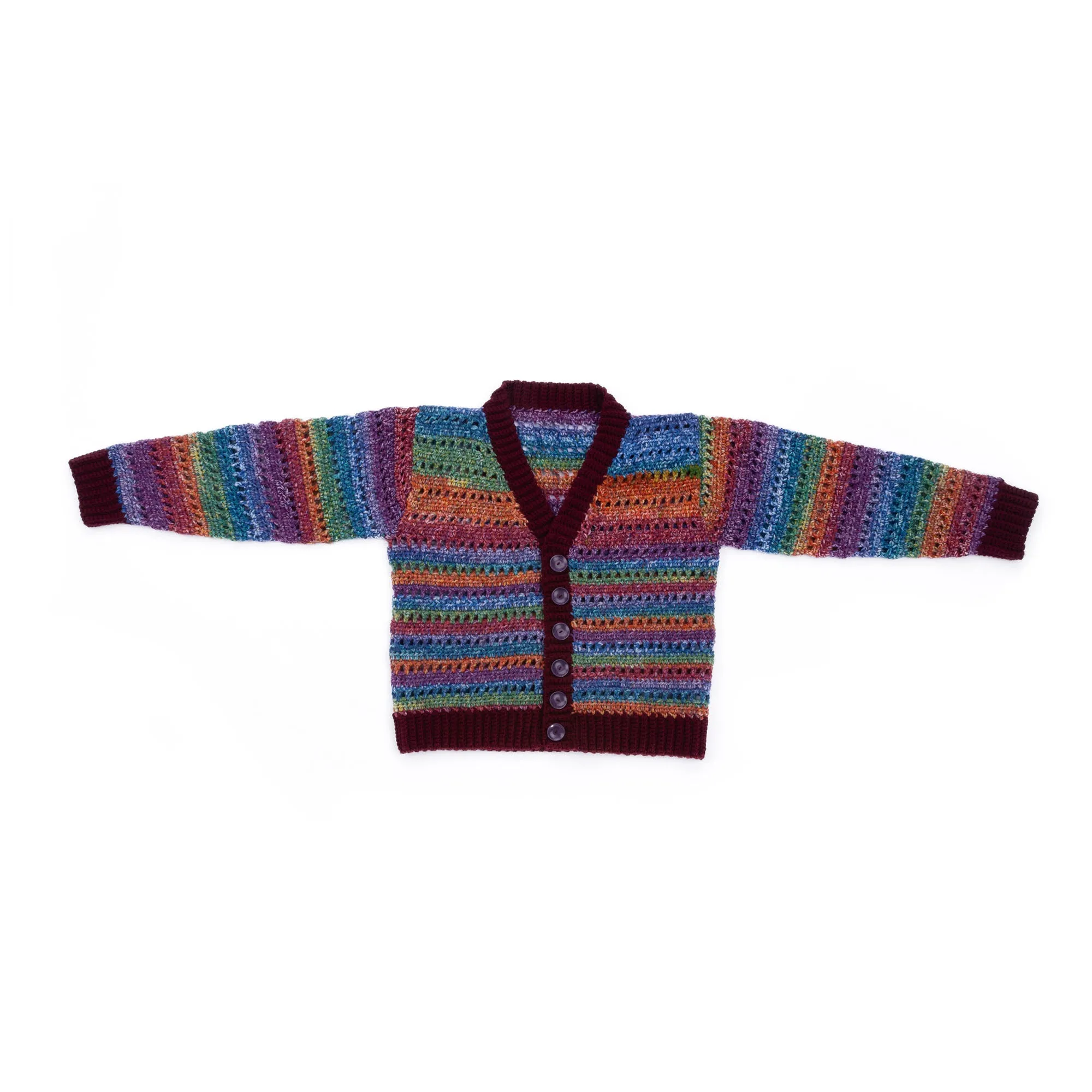 Red Heart Crochet Airy Stripes Cardigan