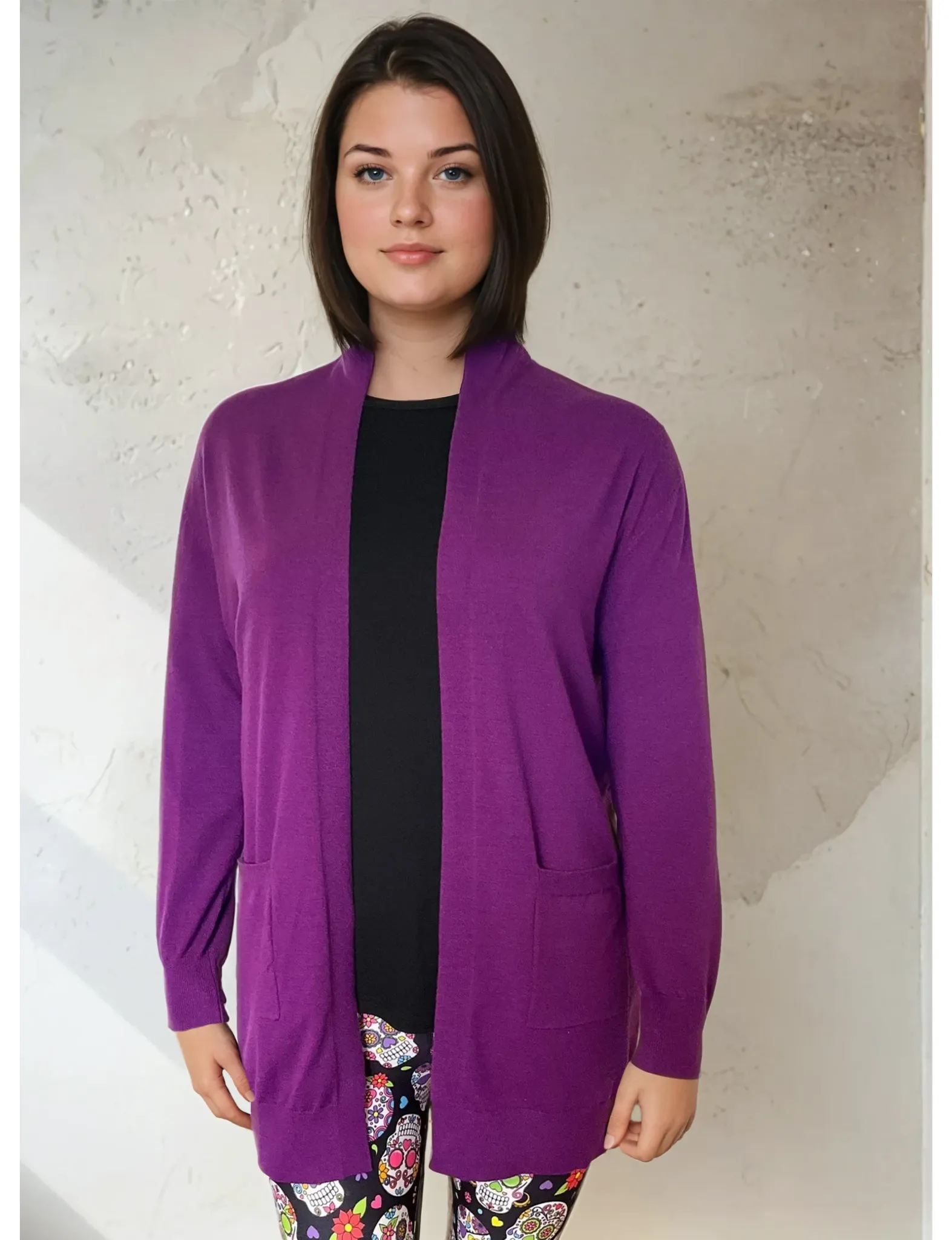 Relaxed Pocket Cardigan Purple
