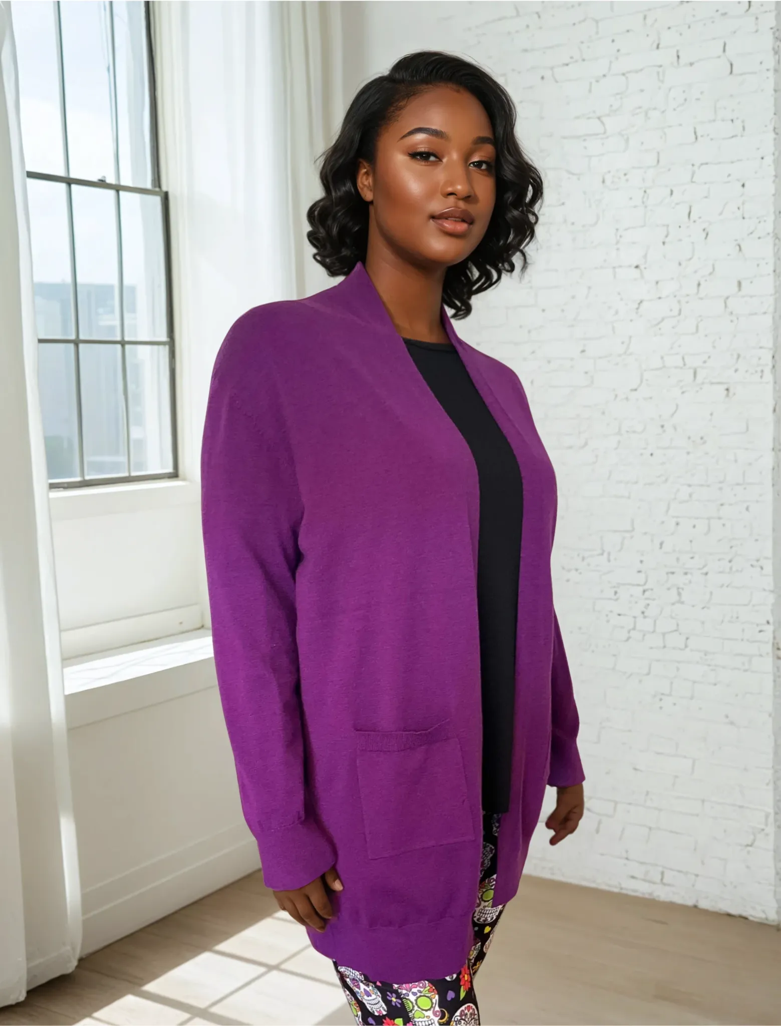 Relaxed Pocket Cardigan Purple