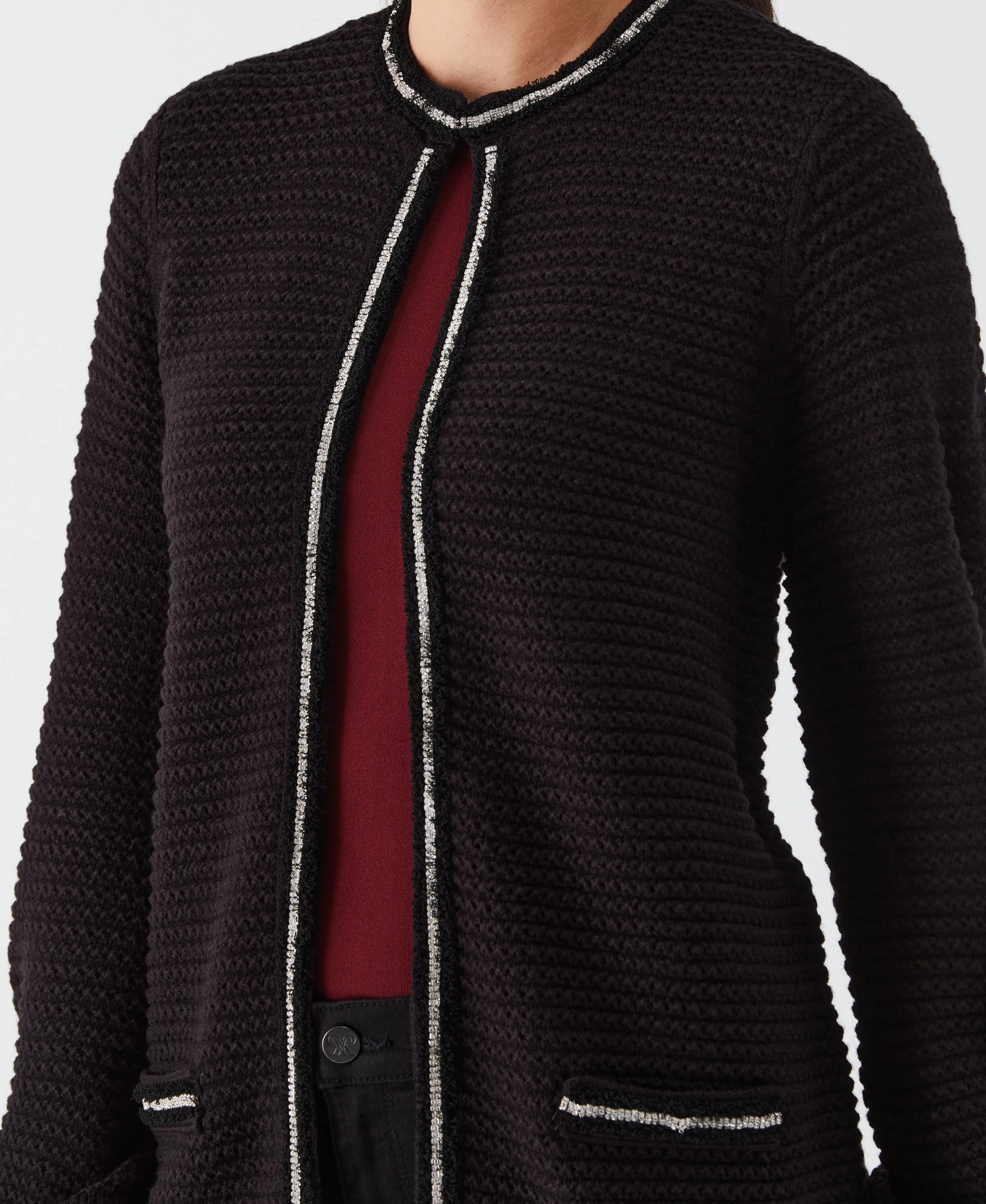 Rhinestone Trim Cardigan