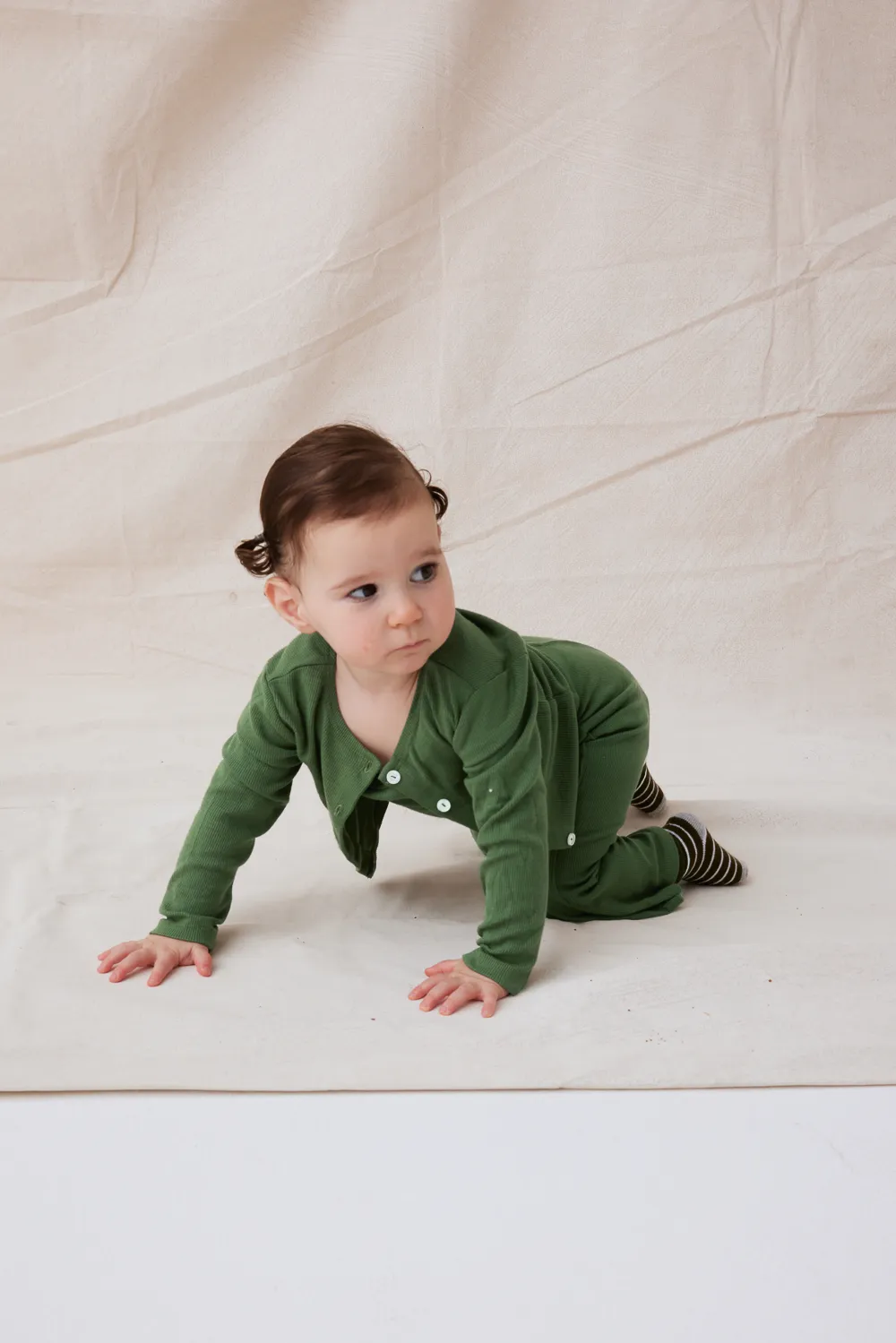 RIBBED MODAL KIDS CARDIGAN SET - ROSEMARY