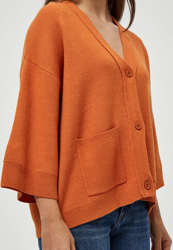 Rosalia Knit Cardigan - Peach Caramel Melange