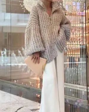 Shiny Sweater Cardigan