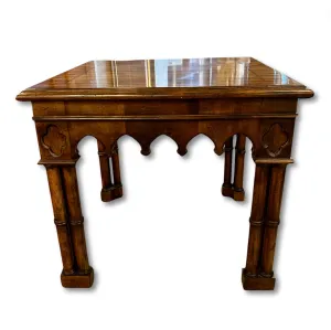 Side Table, Solid Wood with Ornate Carving, Square