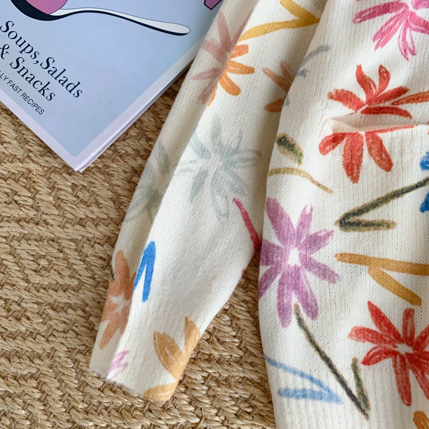 Single-breasted Floral Printed Cardigan