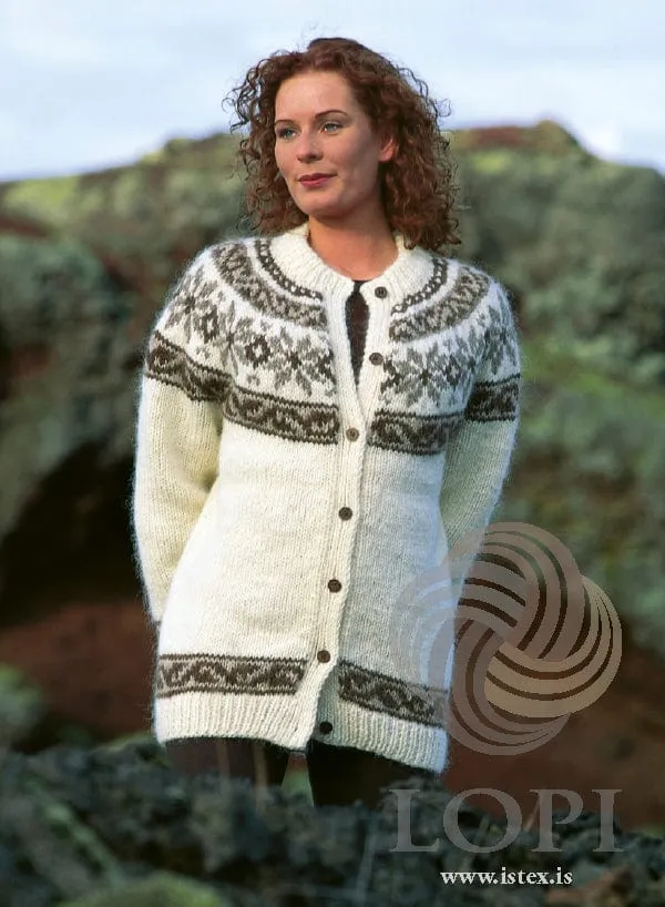 Snærós   - White Wool sweater knitting kit