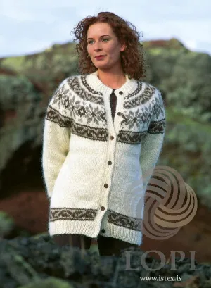 Snærós   - White Wool sweater knitting kit