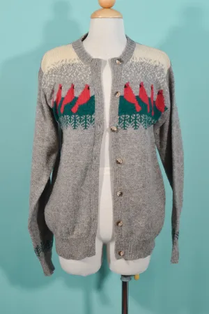 SOLD Vintage Cardinal Bird Cardigan Sweater, Cottagecore Sweater by Orvis