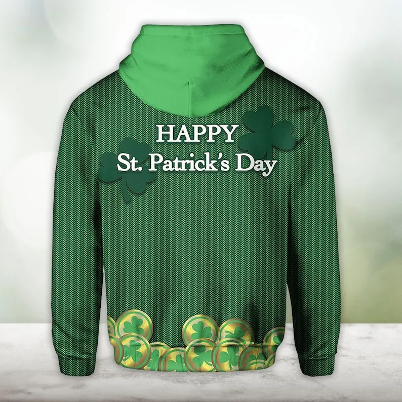 St. Patrick's Day Ireland Hoodie Green Gile Special Style Zipup Hoodie Gift For Friends Birthday
