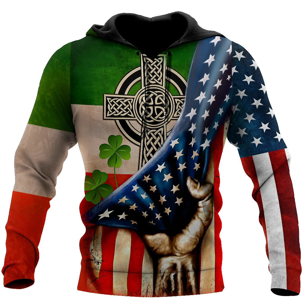 St Patrick's Day USA Flag 3D Shirt, St Patrick's Day Shirt, American Flag Shirt, Saint Patrick's Day Shirt, Irish Shirt, USA Flag Shirt