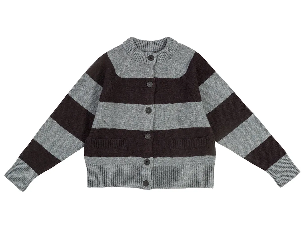 Stripe Cardigan Graphite Green & Black
