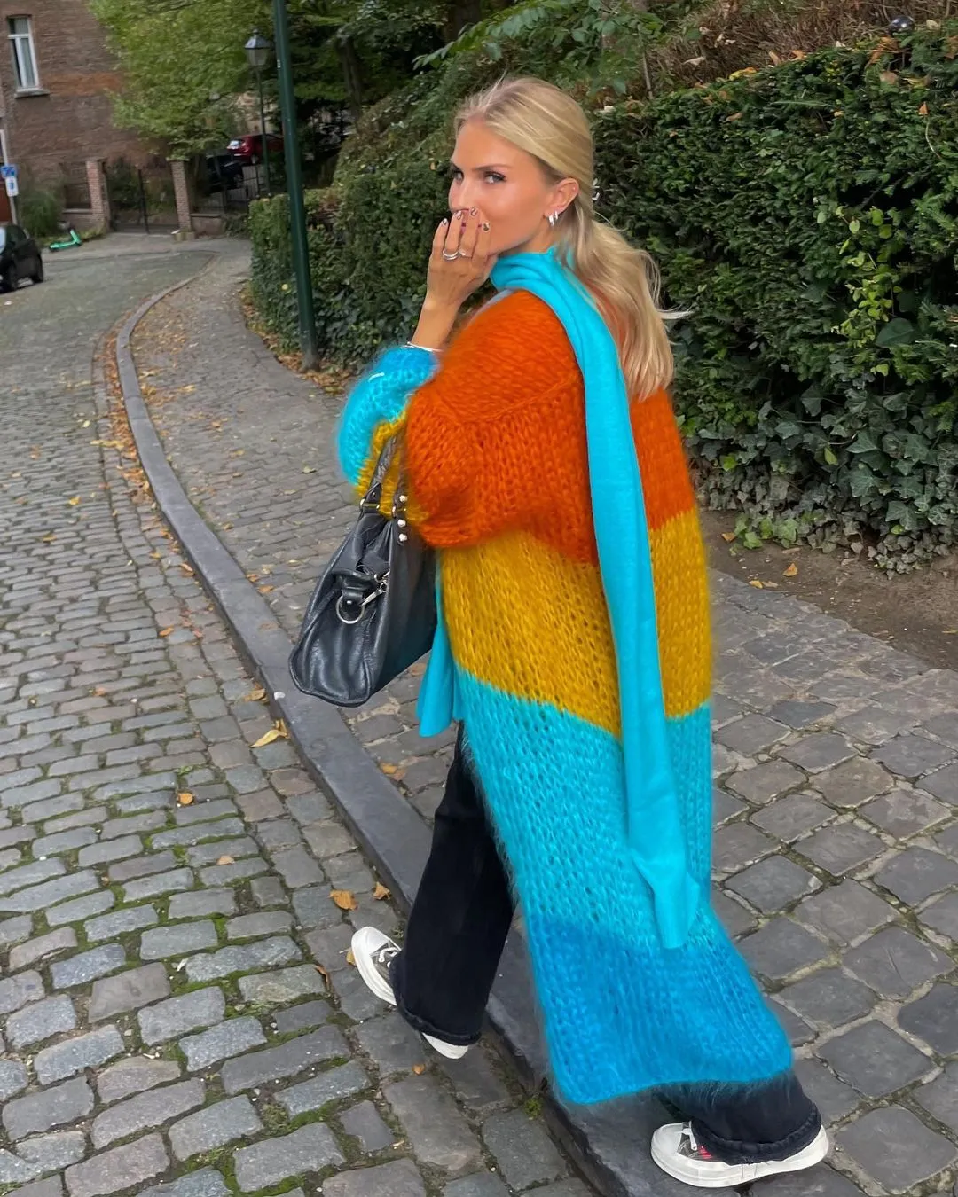 Stripe Long Stylish Fuzzy Cardigan