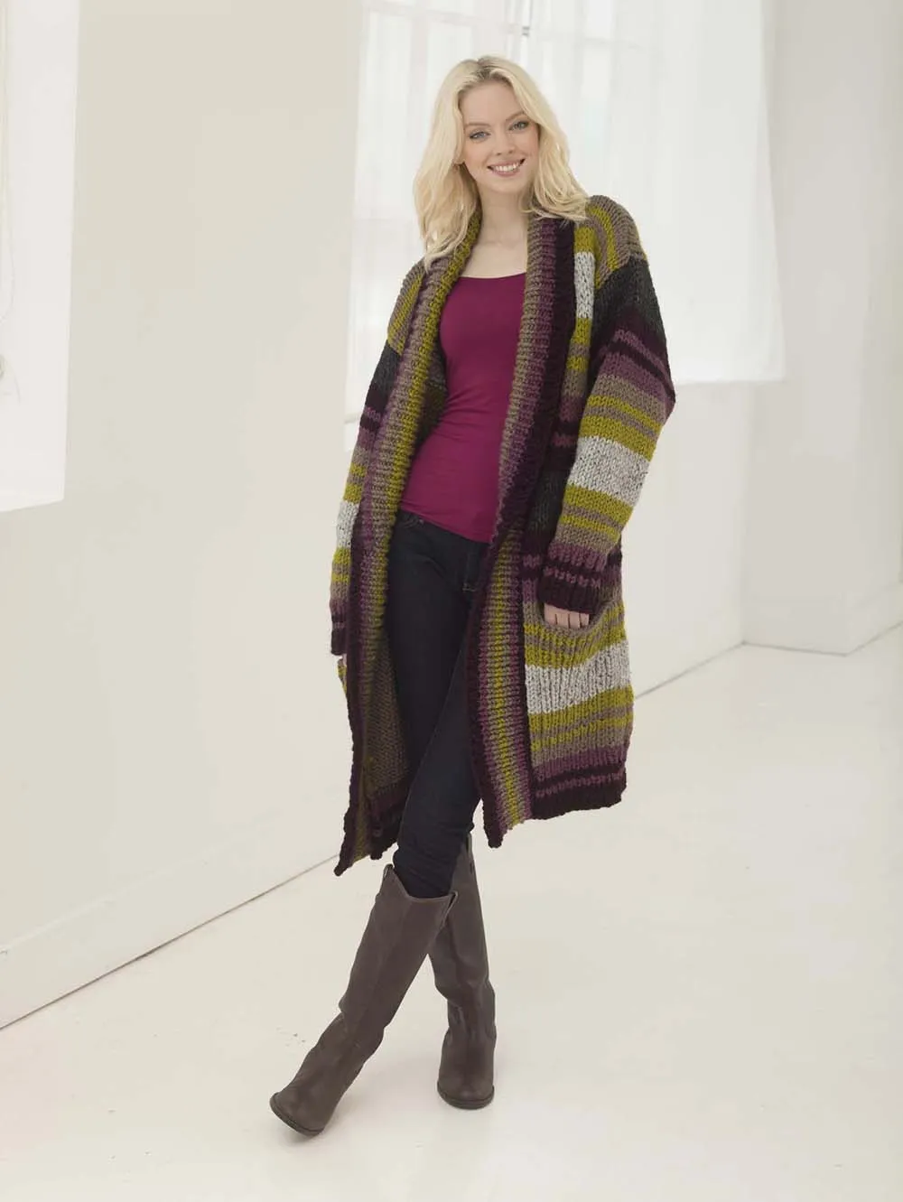Striped Boyfriend Cardigan (Knit)