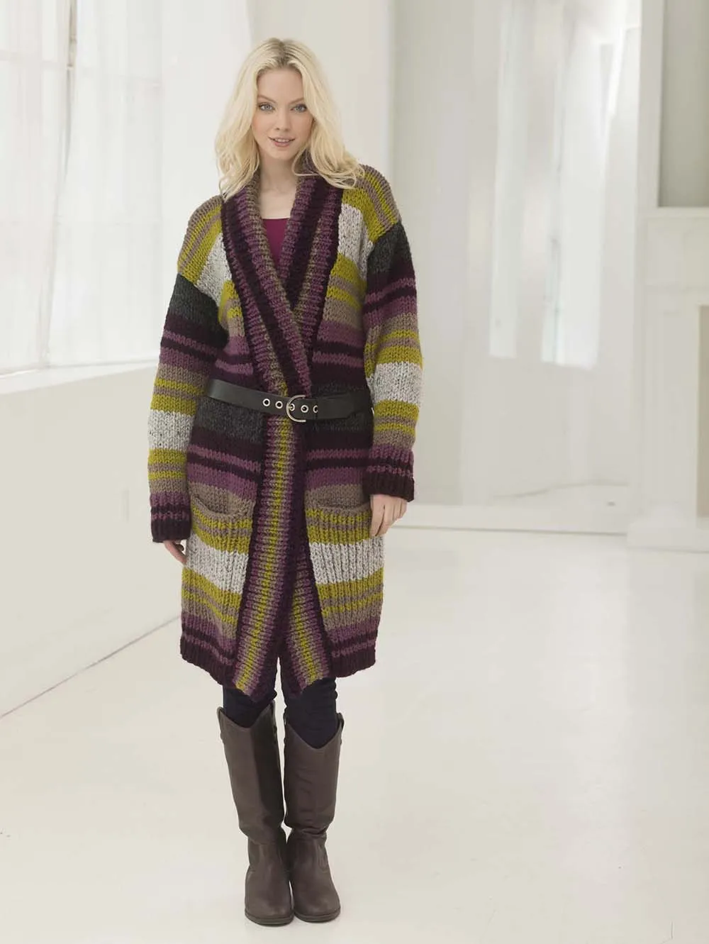 Striped Boyfriend Cardigan (Knit)