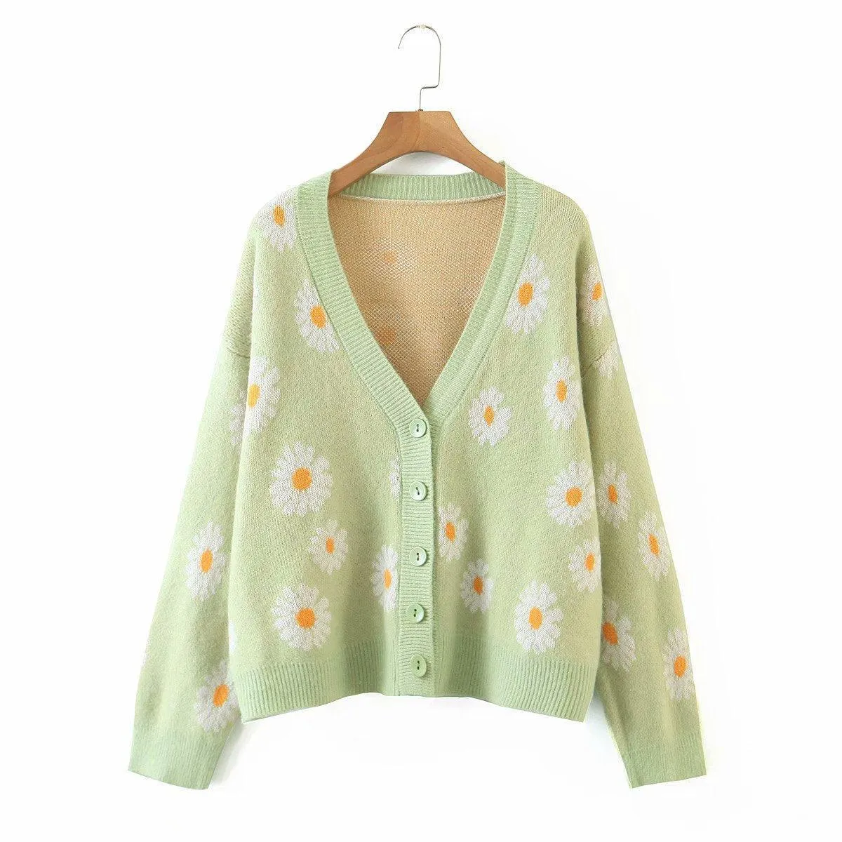 Sweet Sunflower Knitwear Cardigan Sweater - Embrace Sunshine in Your Wardrobe! 🌻👚