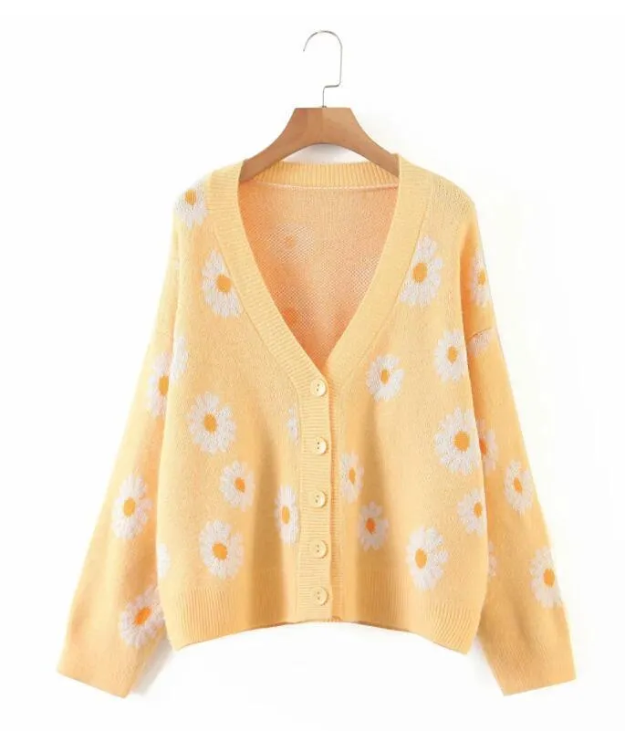 Sweet Sunflower Knitwear Cardigan Sweater - Embrace Sunshine in Your Wardrobe! 🌻👚