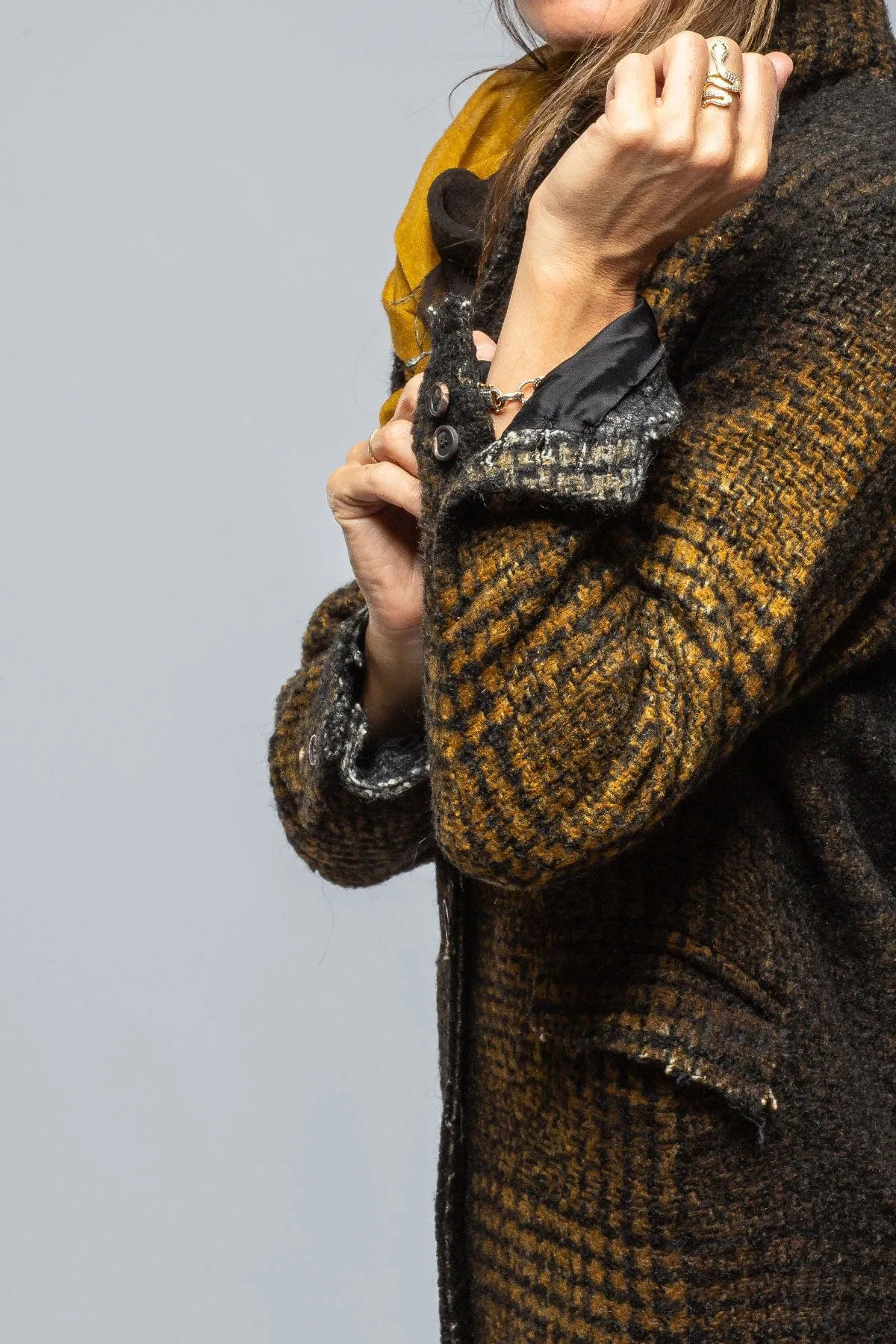 Tartan Cashmere Overcoat In Mustard/Black