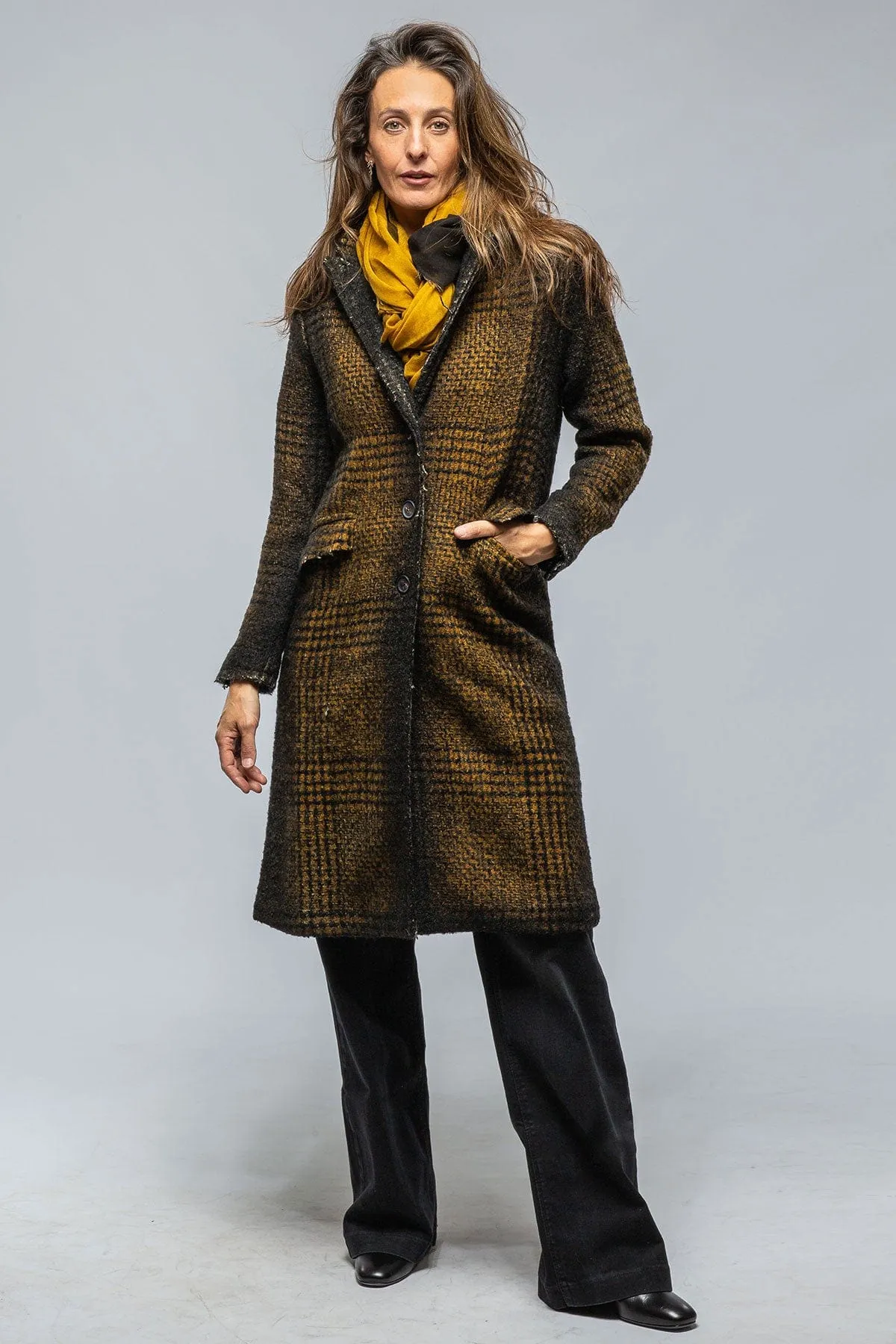 Tartan Cashmere Overcoat In Mustard/Black