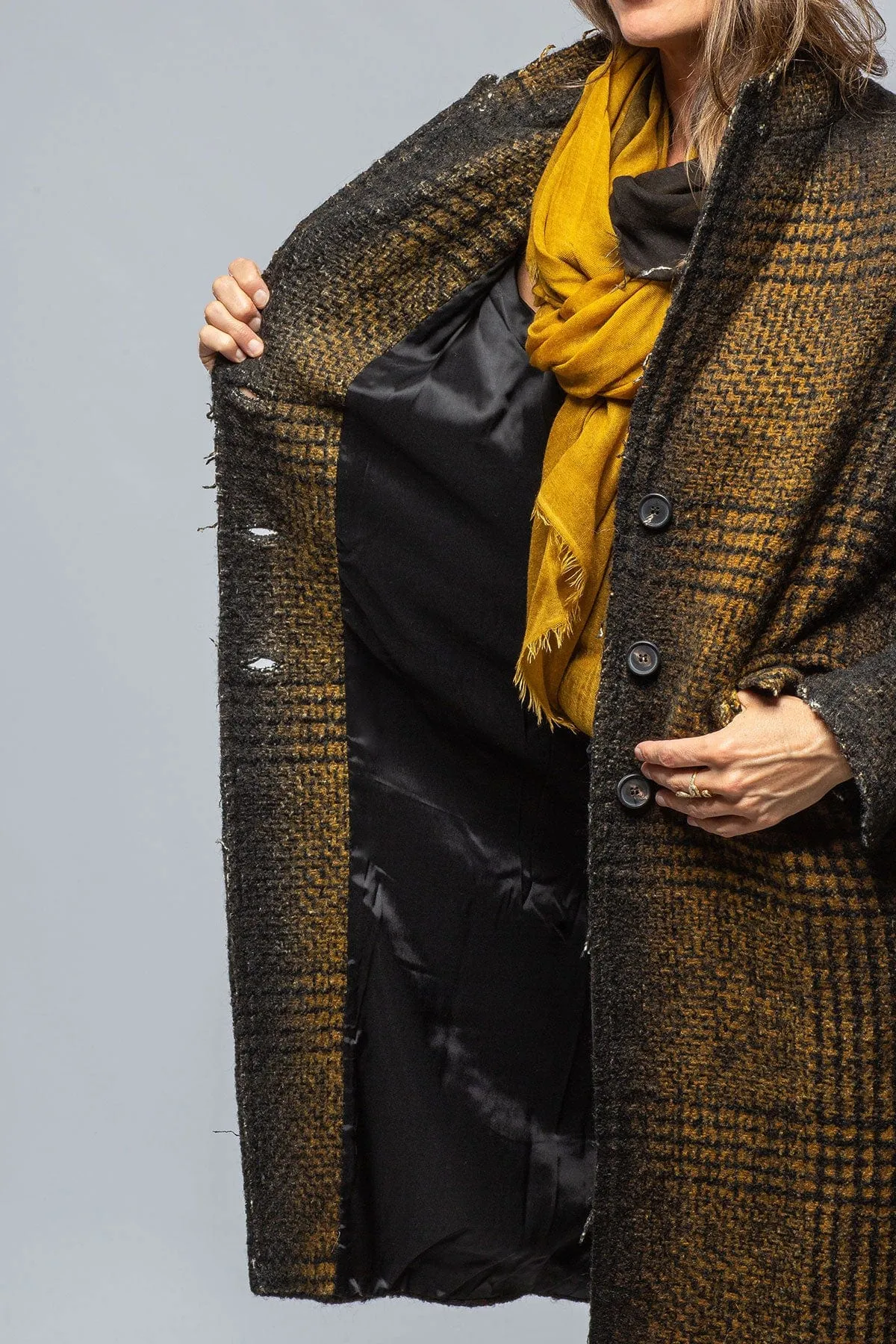 Tartan Cashmere Overcoat In Mustard/Black