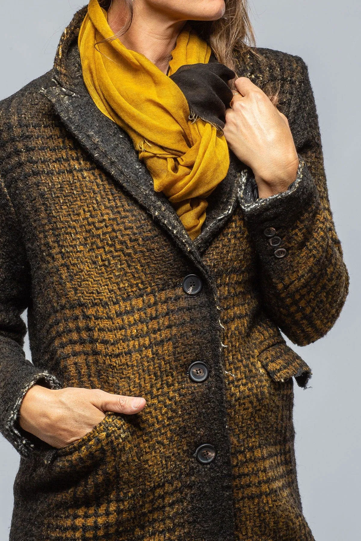 Tartan Cashmere Overcoat In Mustard/Black