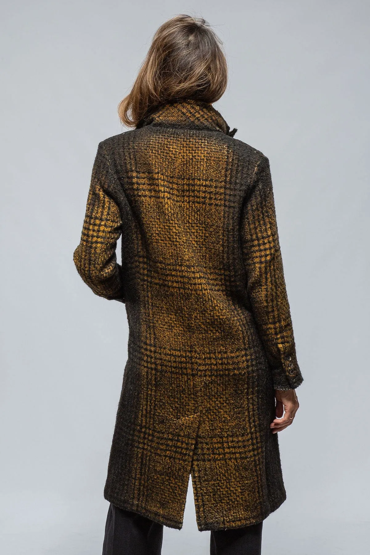 Tartan Cashmere Overcoat In Mustard/Black