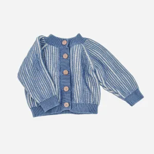 The Blueberry Hill Cotton Brioche Cardigan -  Dusty Blue