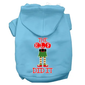 The Elf Did It Screen Print Dog Hoodie Baby Blue Xxl