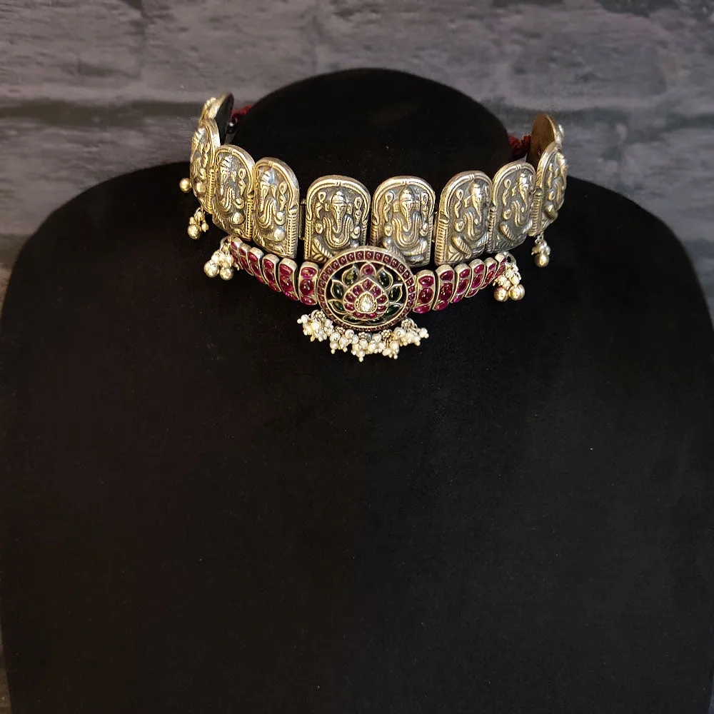 Traditional Silver Ganesha Choker