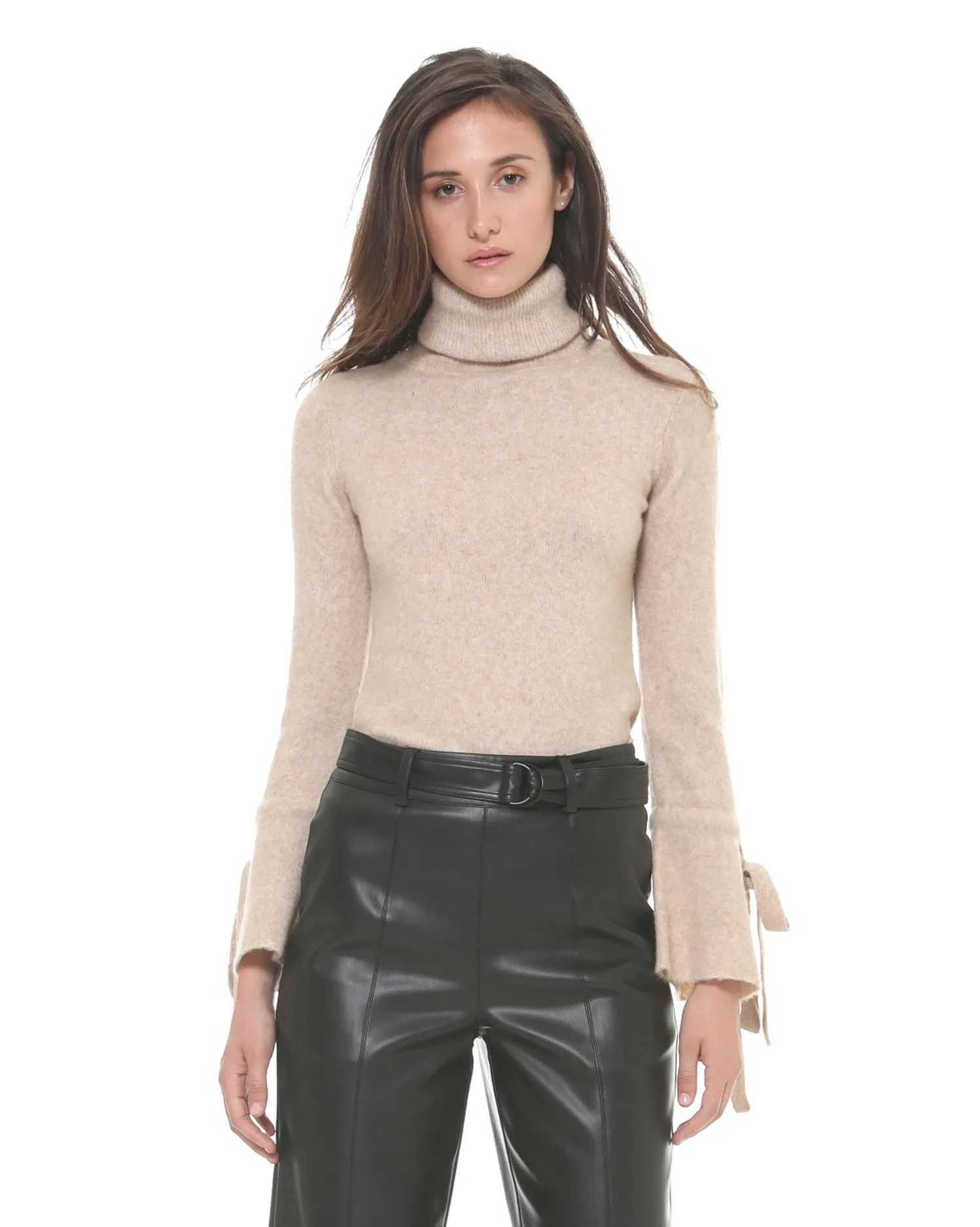 Turtleneck with bow cuffs