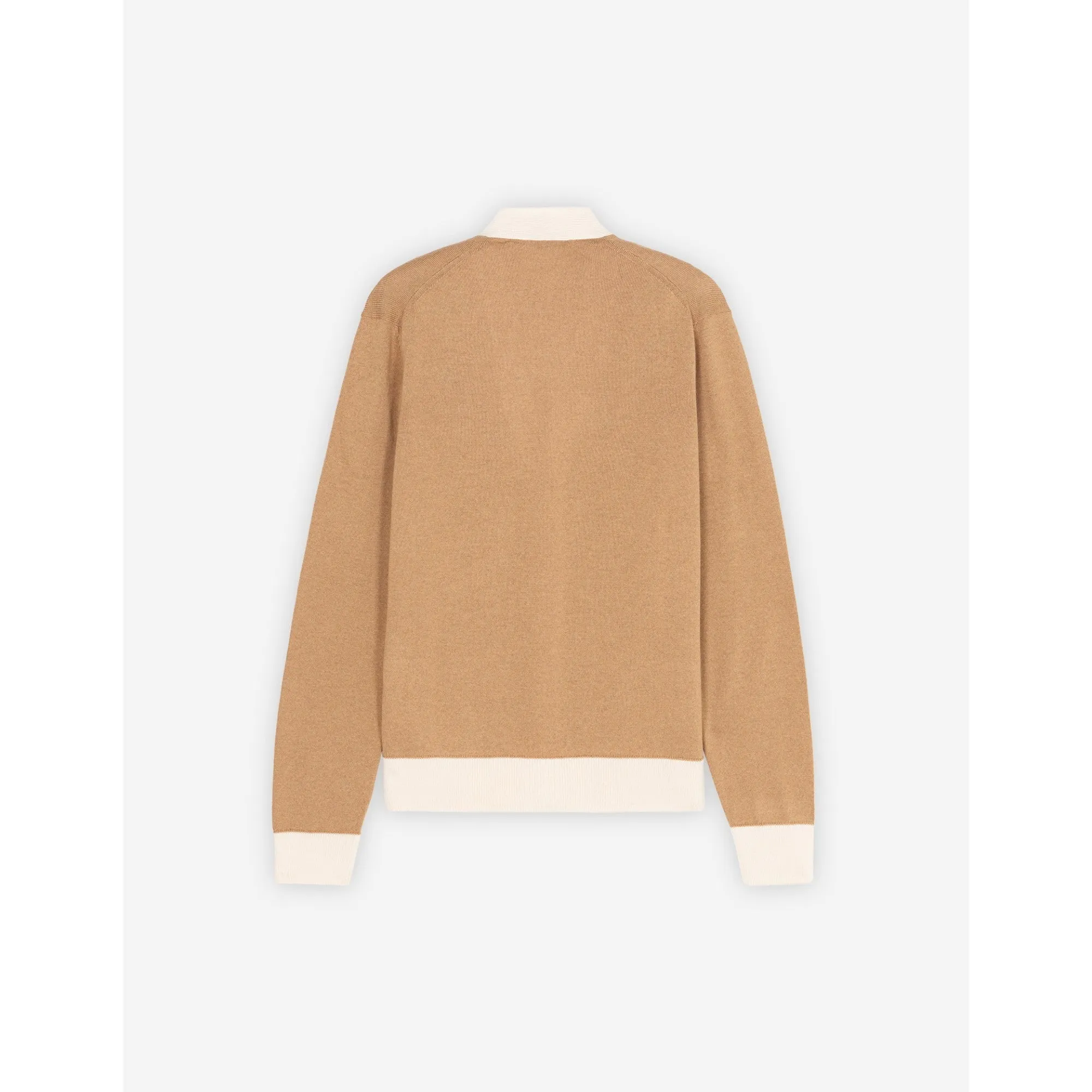 Unisex Baby Fox Patch Bi-Color Classic Cardigan - Beige